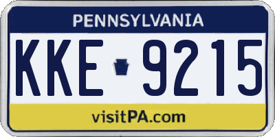 PA license plate KKE9215