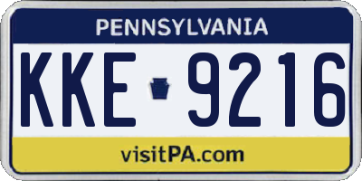 PA license plate KKE9216