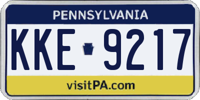 PA license plate KKE9217