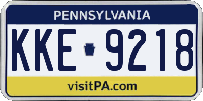 PA license plate KKE9218