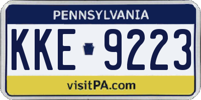 PA license plate KKE9223