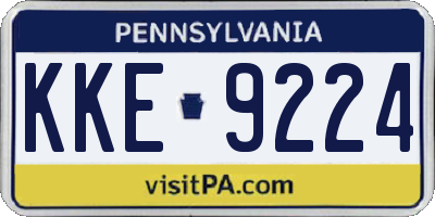 PA license plate KKE9224