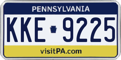 PA license plate KKE9225