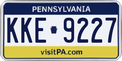 PA license plate KKE9227