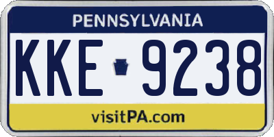 PA license plate KKE9238