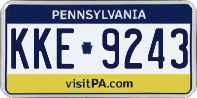 PA license plate KKE9243