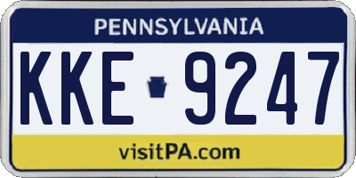PA license plate KKE9247