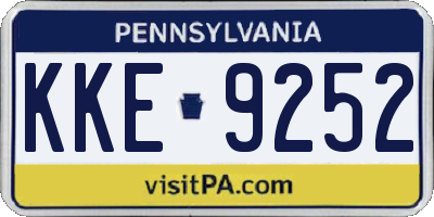 PA license plate KKE9252