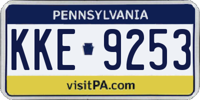 PA license plate KKE9253