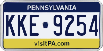 PA license plate KKE9254