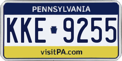 PA license plate KKE9255