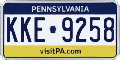PA license plate KKE9258