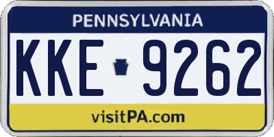 PA license plate KKE9262