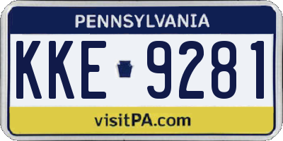 PA license plate KKE9281
