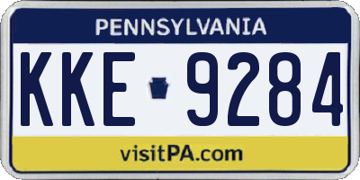 PA license plate KKE9284