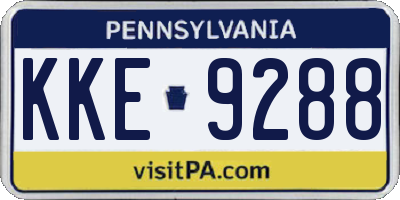 PA license plate KKE9288