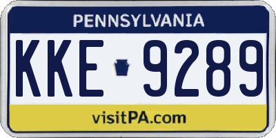 PA license plate KKE9289