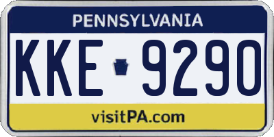 PA license plate KKE9290
