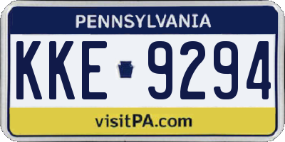 PA license plate KKE9294