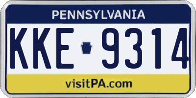 PA license plate KKE9314
