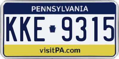 PA license plate KKE9315