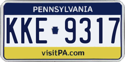PA license plate KKE9317