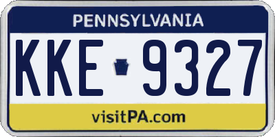 PA license plate KKE9327