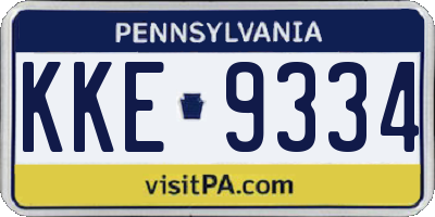 PA license plate KKE9334