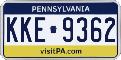 PA license plate KKE9362