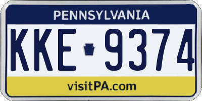 PA license plate KKE9374
