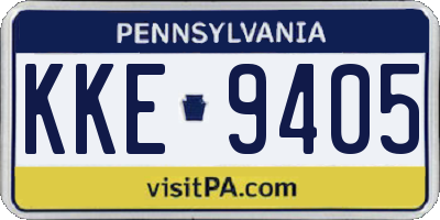 PA license plate KKE9405