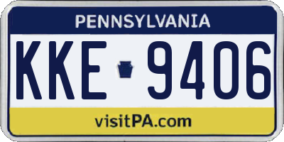 PA license plate KKE9406