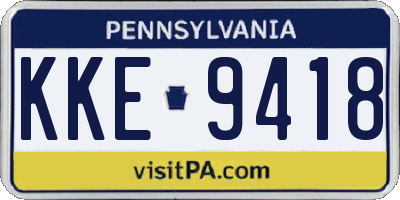 PA license plate KKE9418