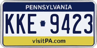 PA license plate KKE9423