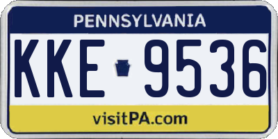 PA license plate KKE9536