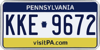PA license plate KKE9672