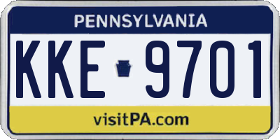 PA license plate KKE9701