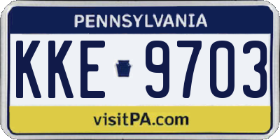 PA license plate KKE9703