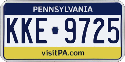 PA license plate KKE9725