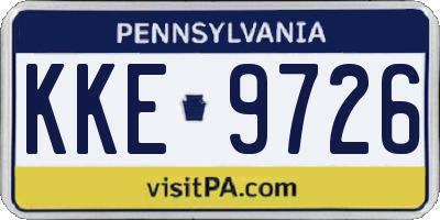 PA license plate KKE9726