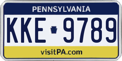 PA license plate KKE9789