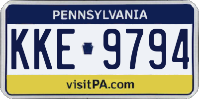 PA license plate KKE9794
