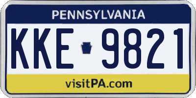PA license plate KKE9821