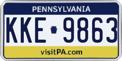 PA license plate KKE9863