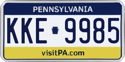 PA license plate KKE9985