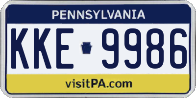 PA license plate KKE9986
