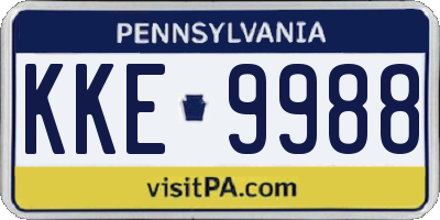 PA license plate KKE9988