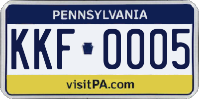 PA license plate KKF0005
