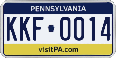 PA license plate KKF0014