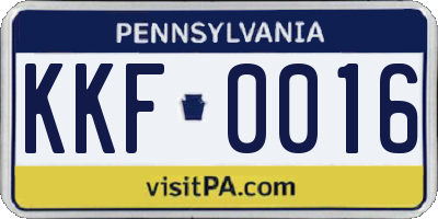 PA license plate KKF0016